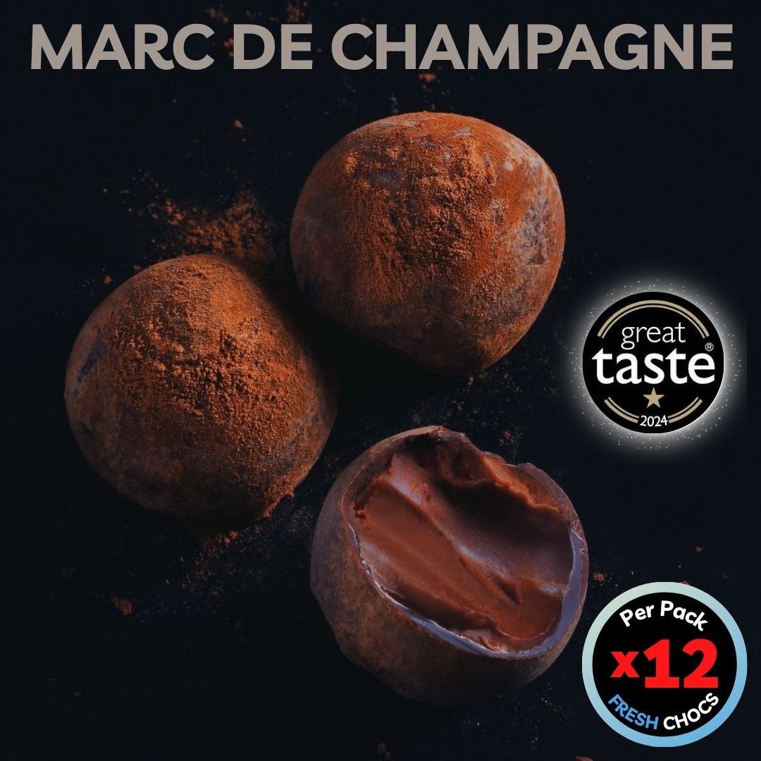 Chocolate truffles with cocoa powder on a dark background