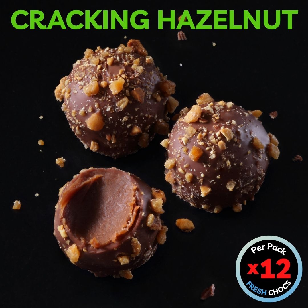 Chocolate truffles with hazelnut pieces