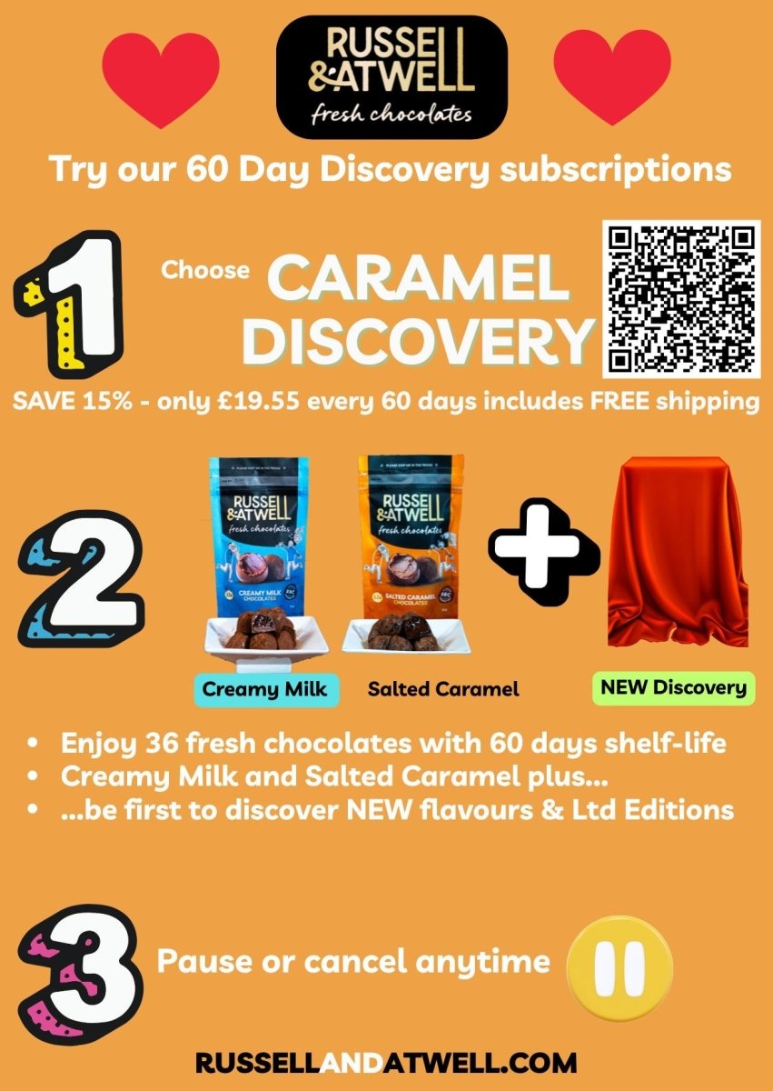 Caramel Discovery 3 - Pack 60 day Chocolate subscription - Russell and Atwell