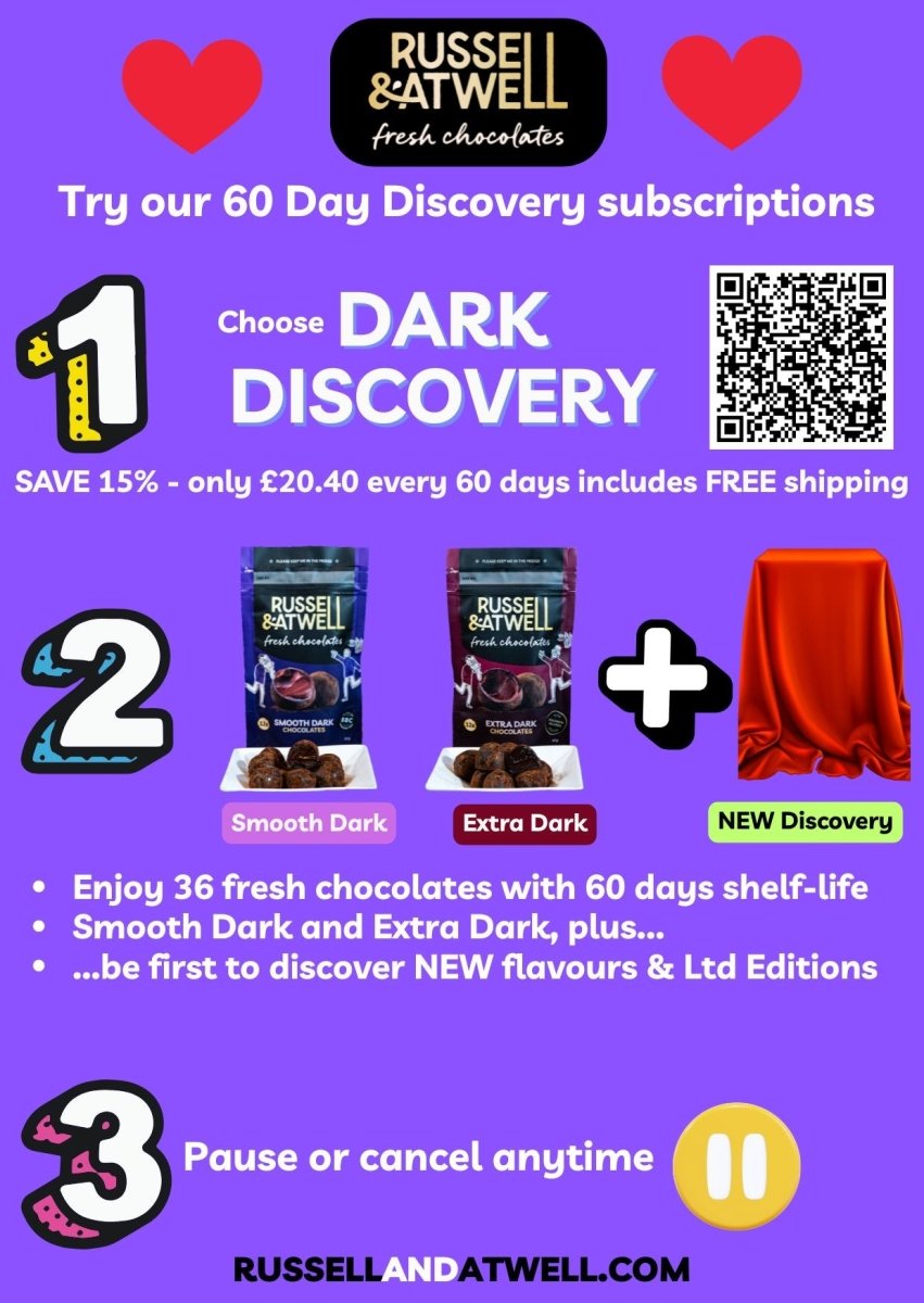 Discovery Dark 3 - Pack 60 day Chocolate subscription - Russell and Atwell