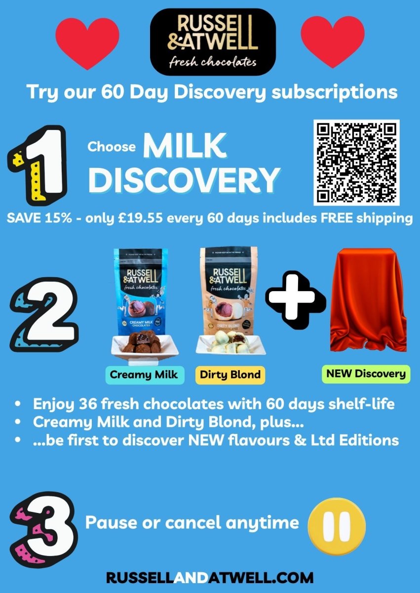 Discovery Milk 3 - Pack 60 day Chocolate subscription - Russell and Atwell