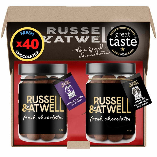 Festive Luxury Smooth Dark & Champagne 2 - Jar Box - Russell and Atwell