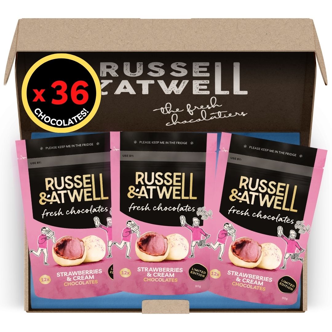Triple Strawberries & Cream Fresh Chocolate 3 - Pack - Russell and Atwell