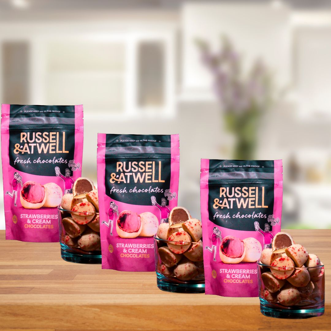 Triple Strawberries & Cream Fresh Chocolate 3 - Pack - Russell and Atwell