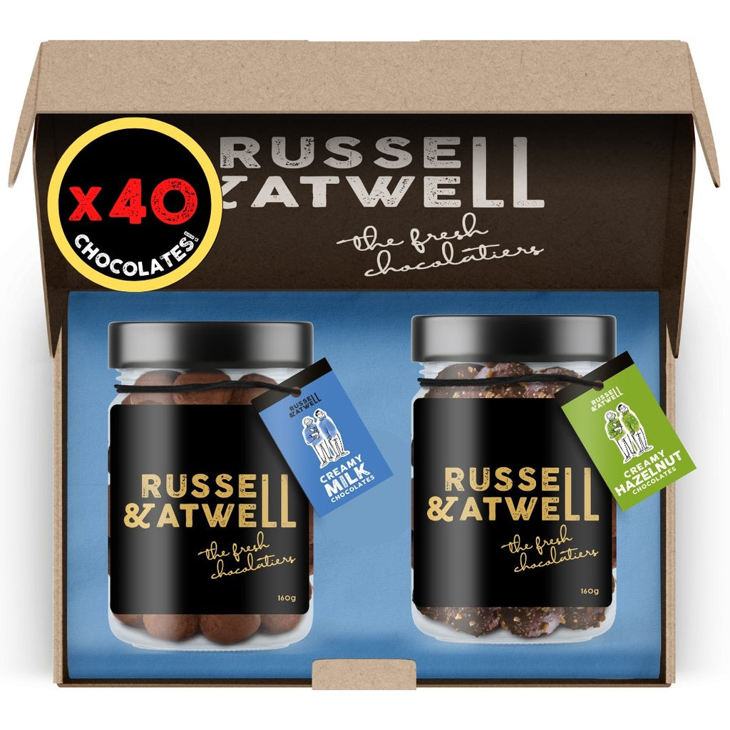 Hazelnut & Milk Fresh Chocolate 2-Jar Box - Russell and Atwell