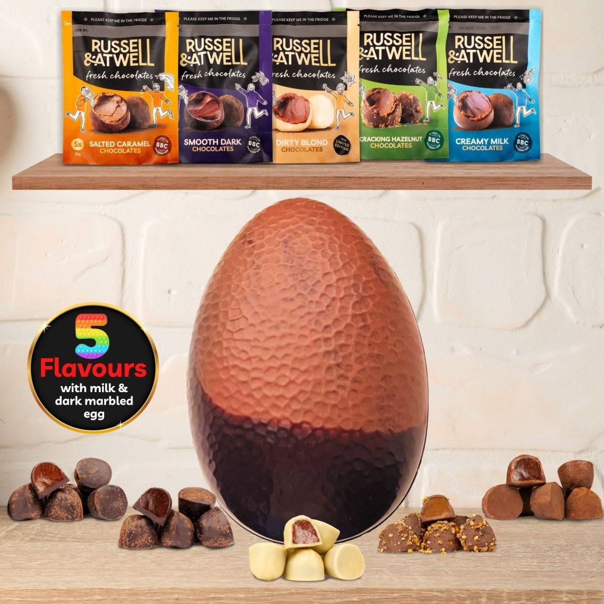 Award - winning Mini Monty Milk/Dark Marbled Easter Egg - Russell and Atwell