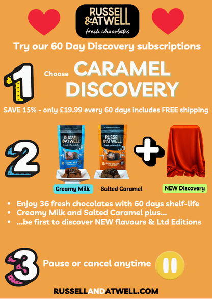 Caramel Discovery 3-Pack 60 day Chocolate subscription - Russell and Atwell