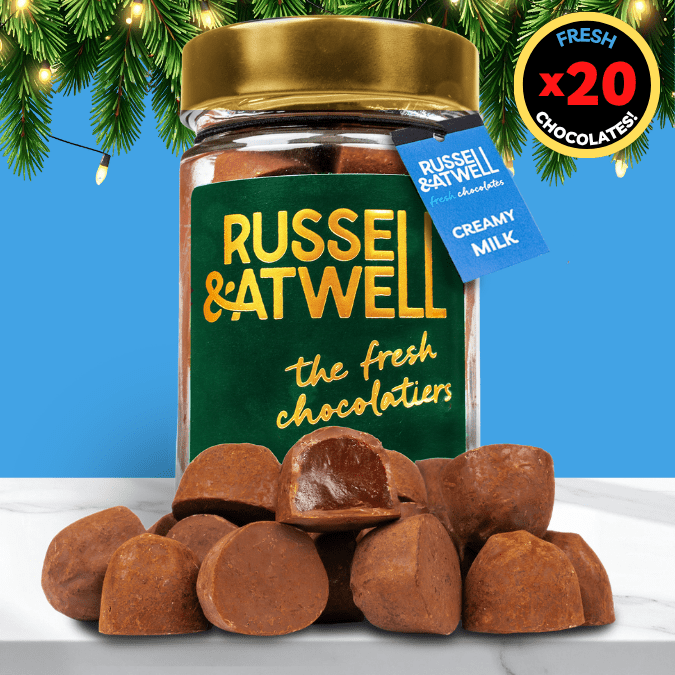 Creamy Milk Luxury Festive Glass Jar - Russell and Atwell