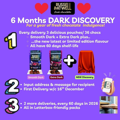 Discovery DARK 3 - Pack 6 - Month Chocolate subscription - Russell and Atwell