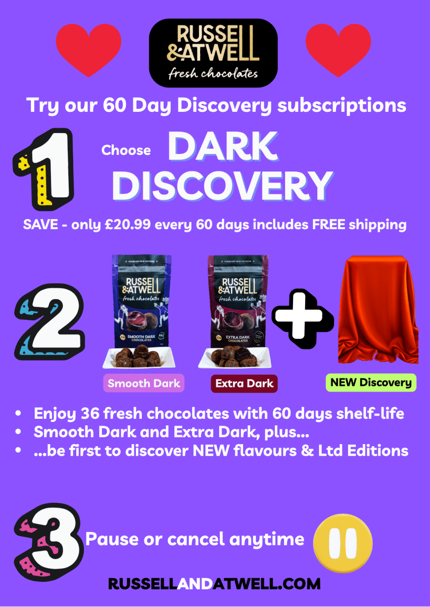Discovery Dark 3-Pack 60 day Chocolate subscription - Russell and Atwell