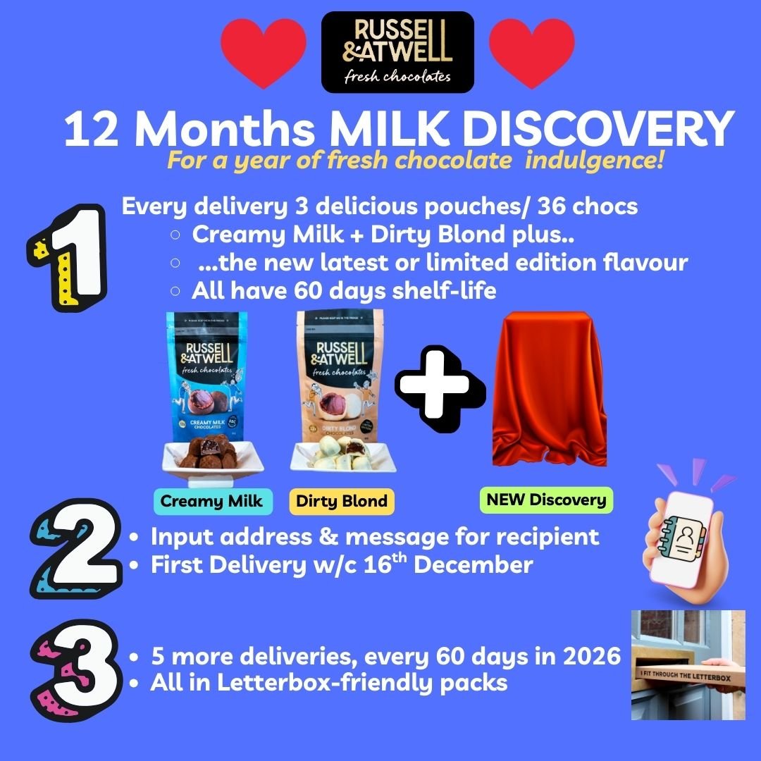 Discovery Milk 3 - Pack 12 - Month Chocolate subscription - Russell and Atwell
