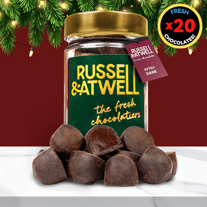 Extra Dark Luxury Festive Glass Jar - Russell and Atwell
