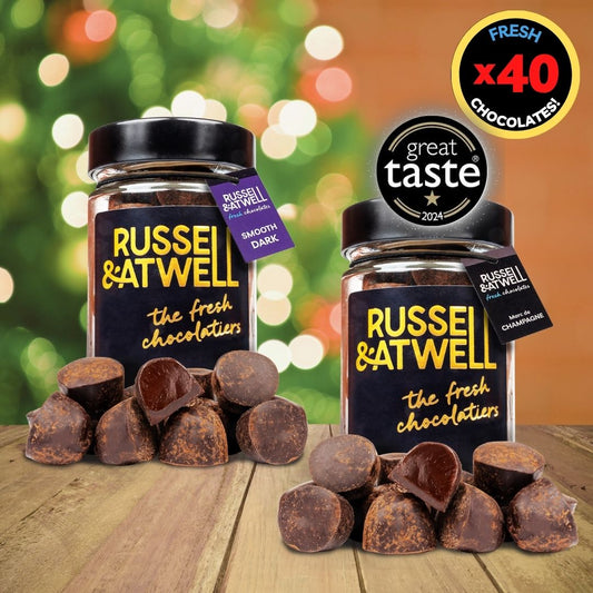 Festive Luxury Smooth Dark & Award - winning Champagne 2 - Jar Box - Russell and Atwell