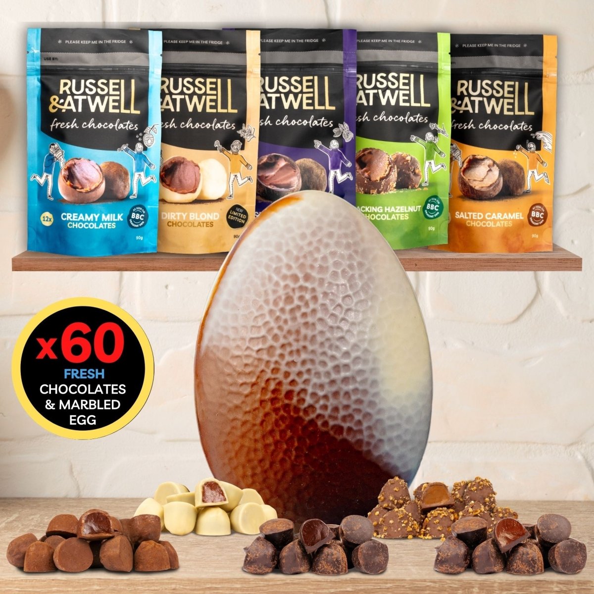 Milk/Blond Marbled Easter Egg Maxi Monty - Russell and Atwell