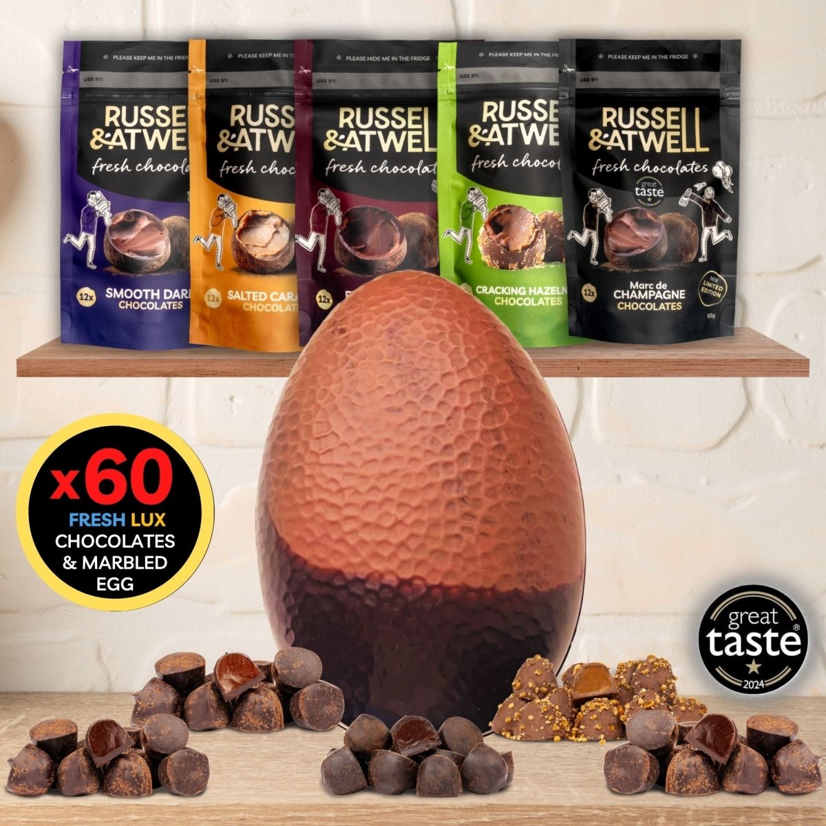 Milk/Dark Marbled Easter Egg Maxi Monty Lux - Russell and Atwell