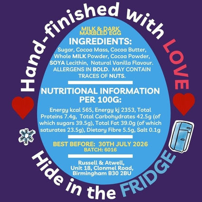 Milk/Dark Marbled Easter Egg Maxi Monty Lux - Russell and Atwell