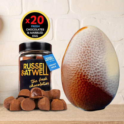 Mlik/Blond Marbled Easter Egg and Creamy Milk Jar - Russell and Atwell