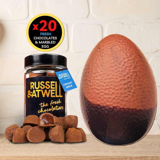 Mlik/Dark Marbled Easter Egg and Creamy Milk Jar - Russell and Atwell