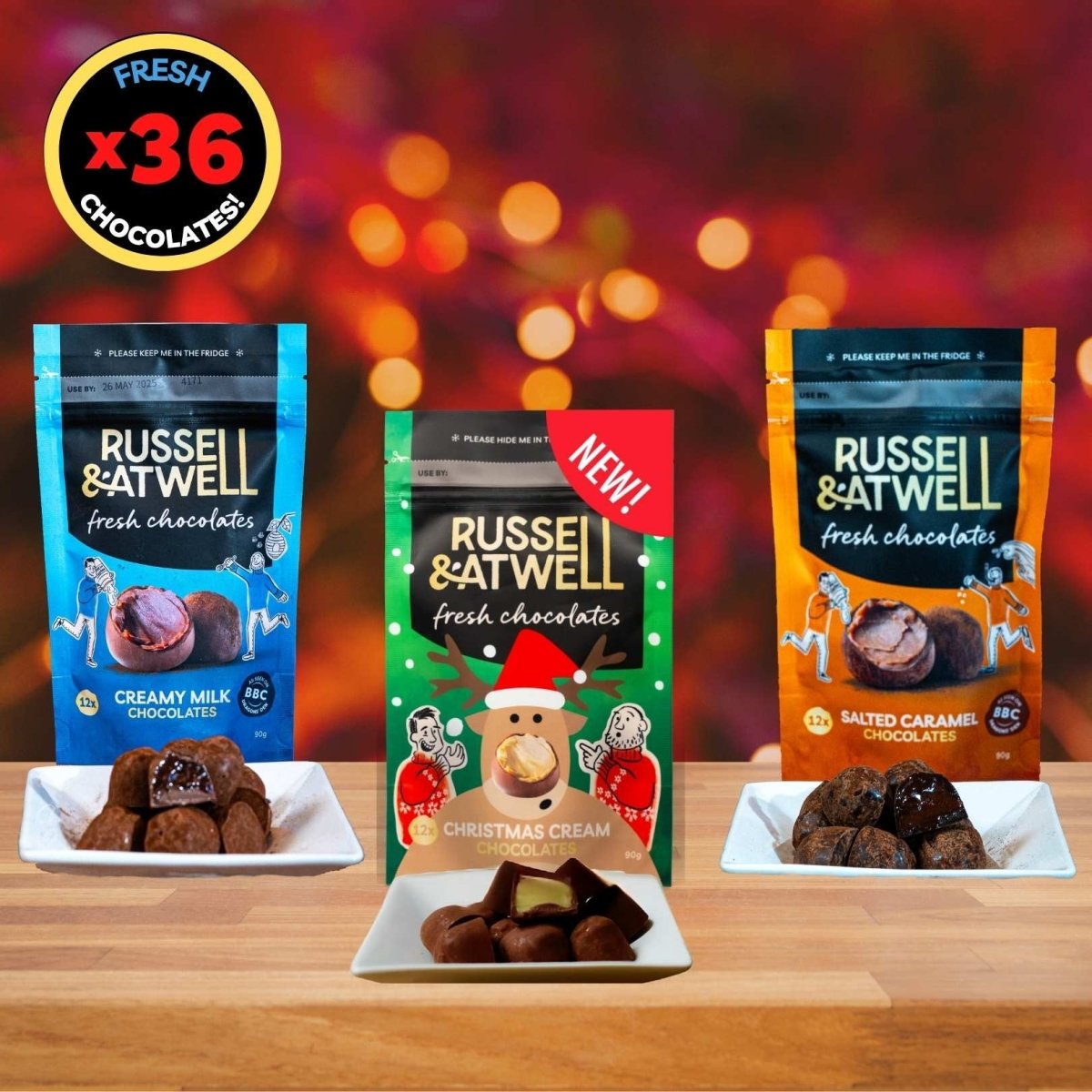 NEW Christmas Classic Monty Fresh Chocolate 3 - Pack - Russell and Atwell