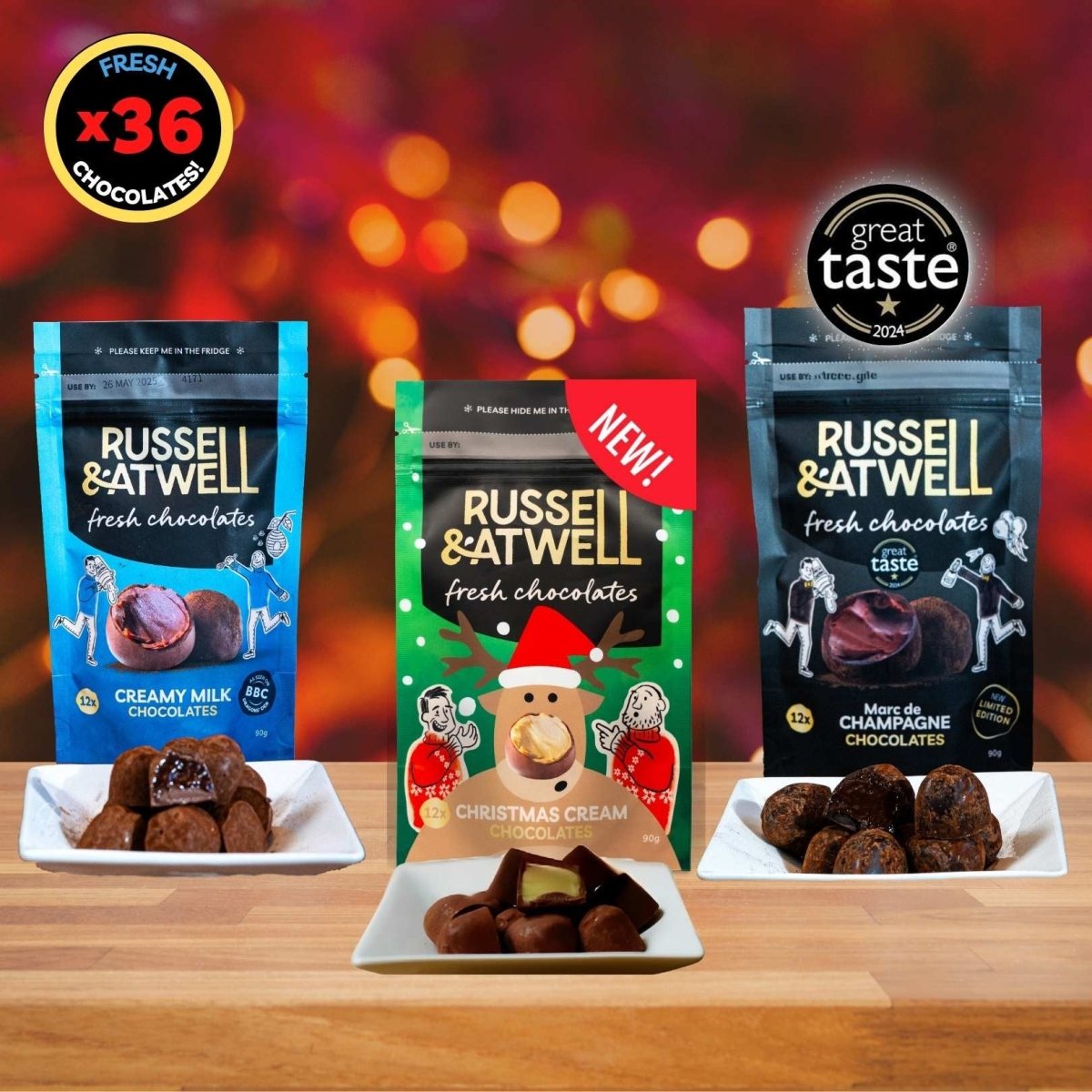 NEW Christmas Tipsy Monty Fresh Chocolate 3 - Pack - Russell and Atwell