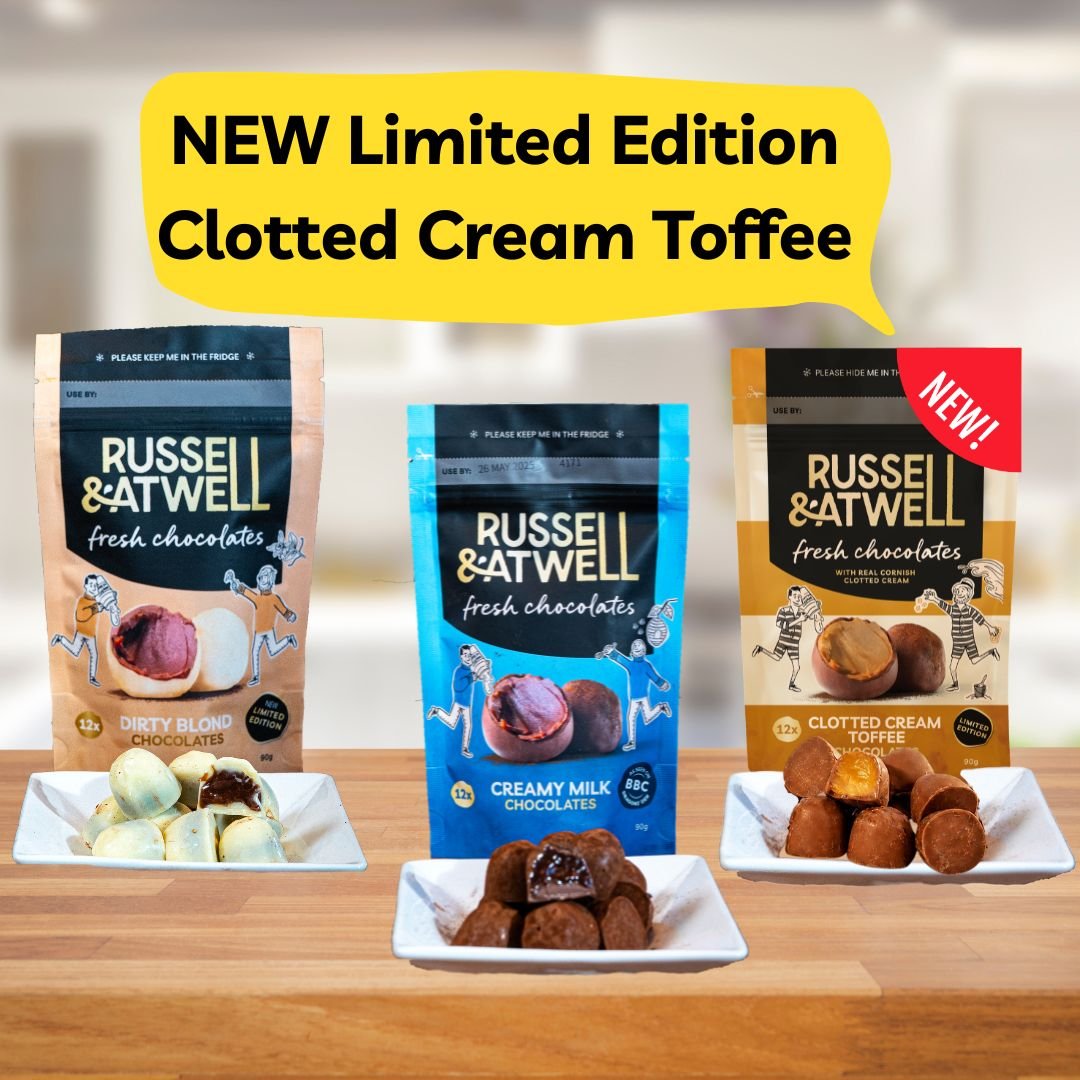 NEW Clotted Cream Toffee Monty Fresh Chocolate 3-Pack - Russell and Atwell