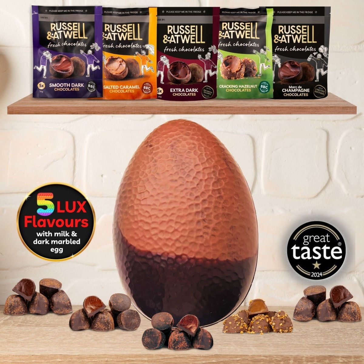 NEW Mini Monty LUX Milk/Dark Marbled Easter Egg - Russell and Atwell