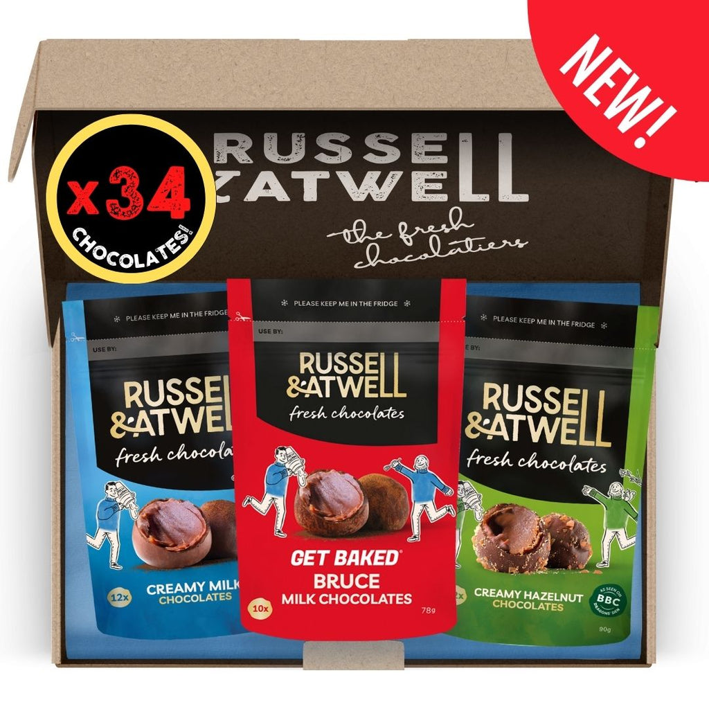 NEW Nutty Bruce Monty Fresh Chocolate 3-Pack - Russell and Atwell