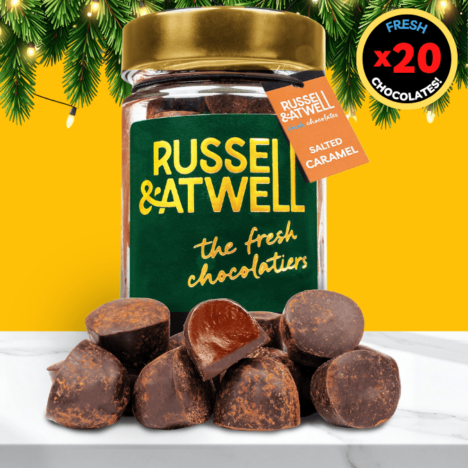 Salted Caramel Luxury Festive Glass Jar - Russell and Atwell