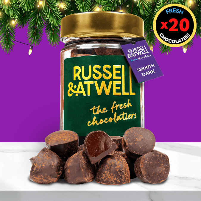 Smooth Dark Luxury Festive Glass Jar - Russell and Atwell