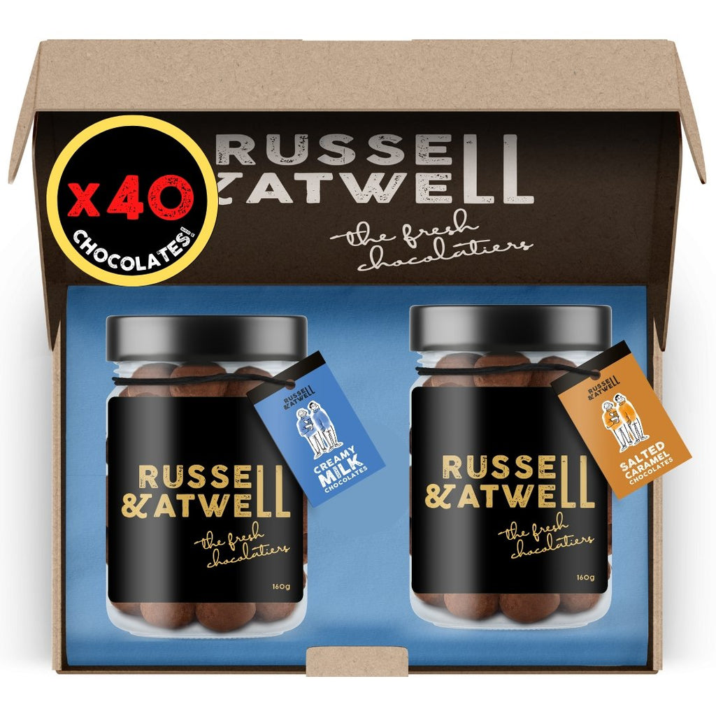 Caramel & Milk Fresh Chocolate 2-Jar Box - Russell and Atwell