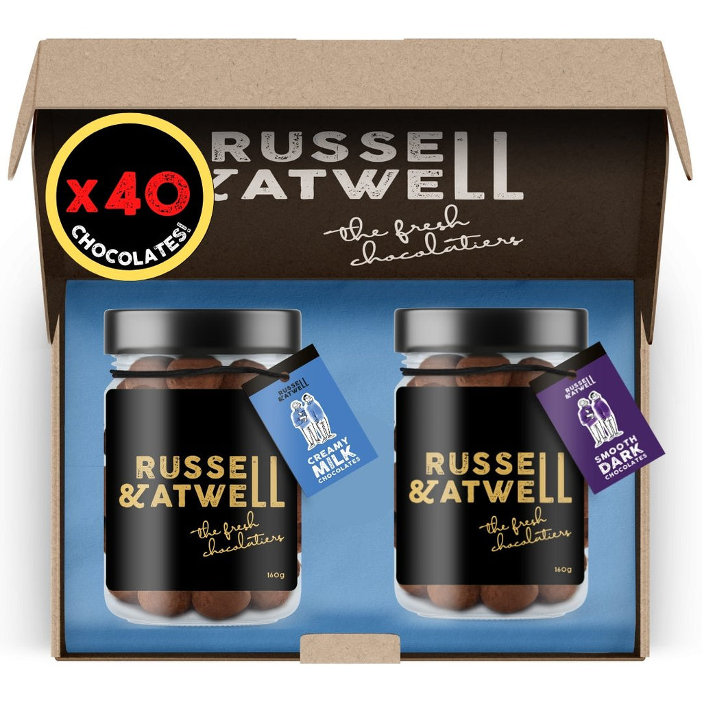 Milk & Dark Fresh Chocolate 2-Jar Box - Russell and Atwell