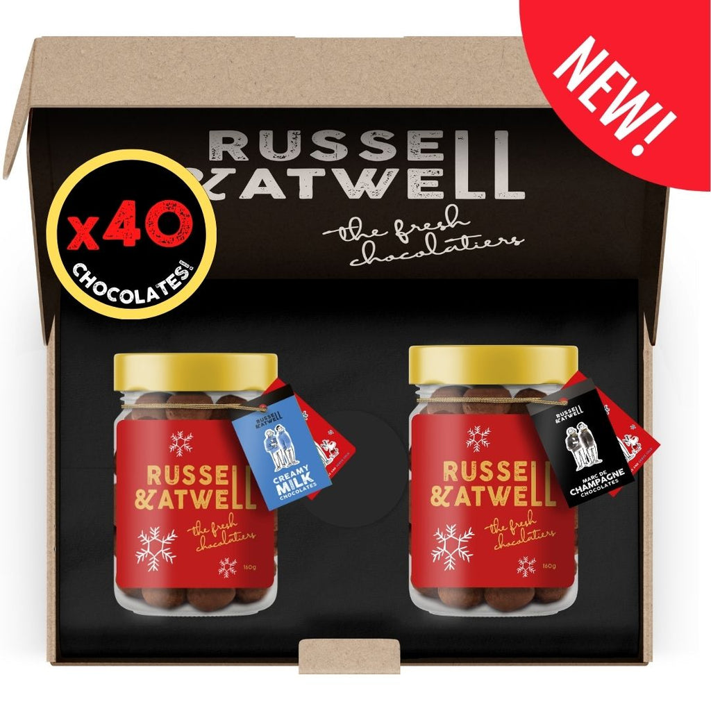 NEW Festive Smooth Dark & Marc De Champagne 2-Jar Box - Russell and Atwell