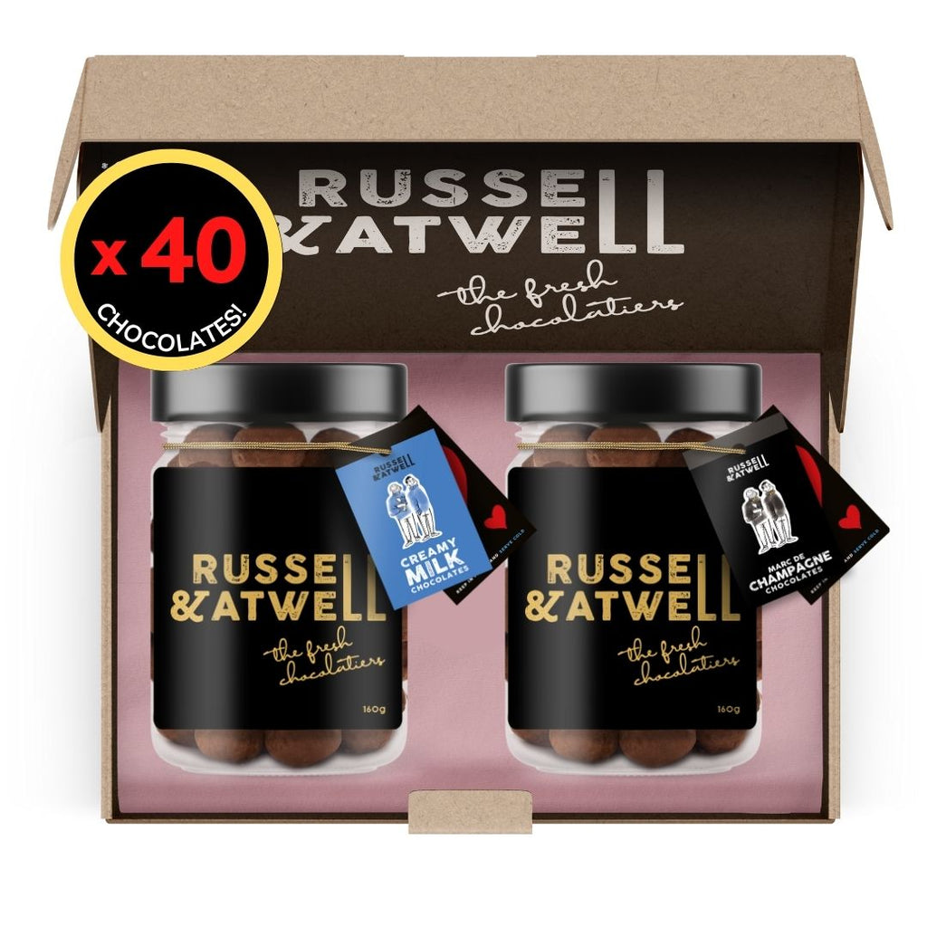 NEW Valentine's Milk & Champagne Refillable Twin Jar Pack - Russell and Atwell