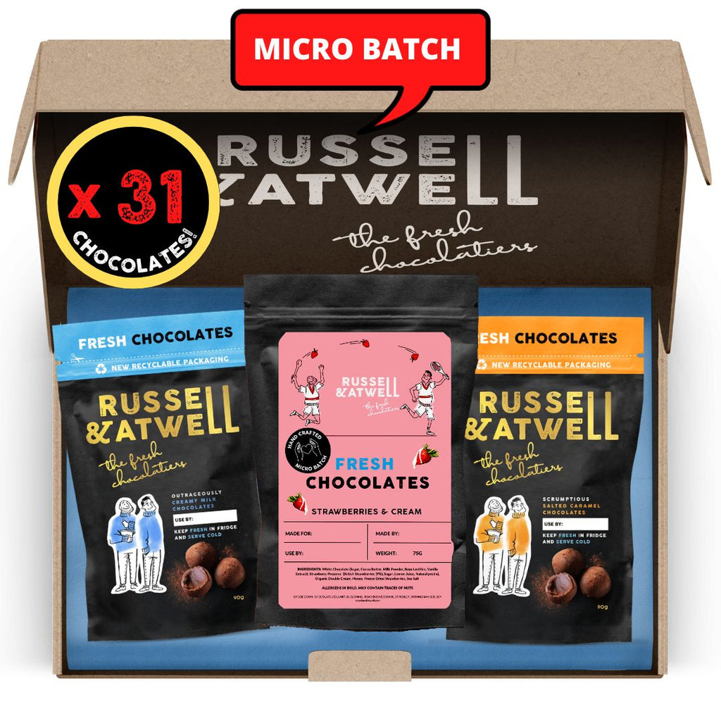 Strawberries & Cream Monty Micro Batch Fresh-Chocolates - Russell and Atwell