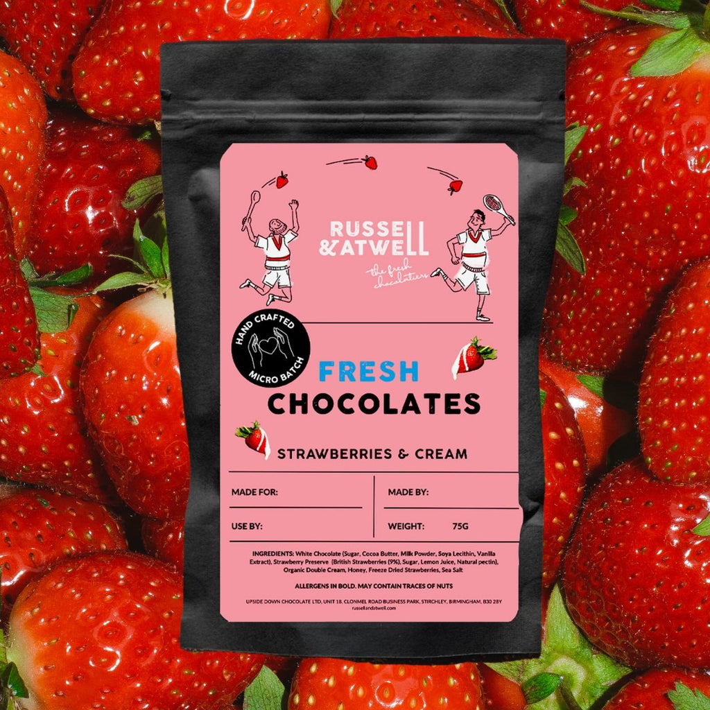 Strawberries & Cream Monty Micro Batch Fresh-Chocolates - Russell and Atwell